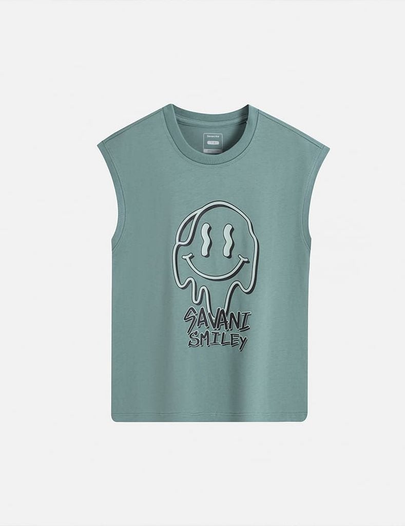 Áo sát nách bé trai hình in trước ngực