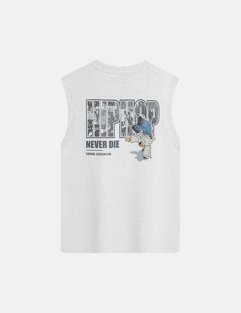 Áo sát nách bé trai hình in trước ngực