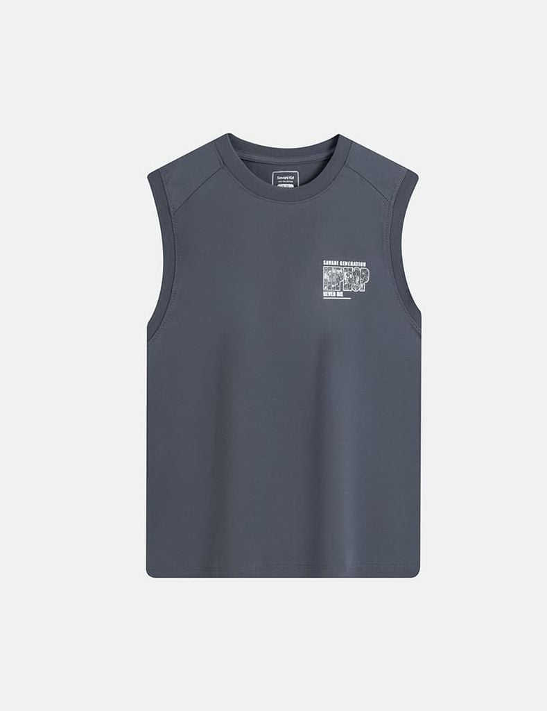 Áo sát nách bé trai hình in trước ngực