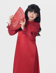 Áo dài bé gái phối tay cầu ngực