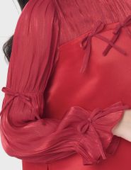 Áo dài bé gái phối tay cầu ngực