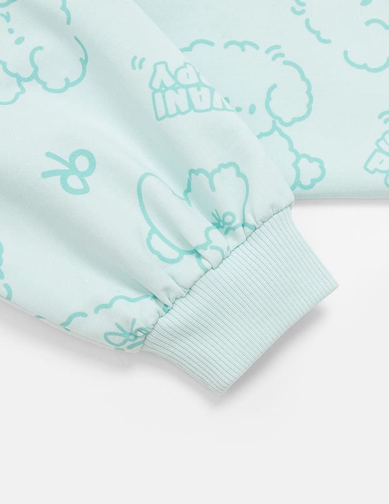 Áo nỉ cổ tròn bé gái hình thêu trước ngực