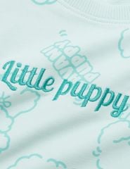 Áo nỉ cổ tròn bé gái hình thêu trước ngực