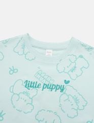 Áo nỉ cổ tròn bé gái hình thêu trước ngực