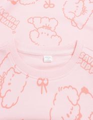 Áo nỉ cổ tròn bé gái hình thêu trước ngực