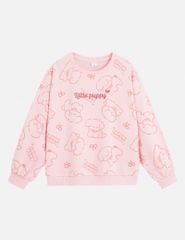 Áo nỉ cổ tròn bé gái hình thêu trước ngực