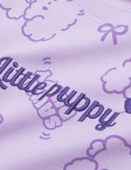 Áo nỉ cổ tròn bé gái hình thêu trước ngực