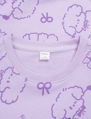 Áo nỉ cổ tròn bé gái hình thêu trước ngực