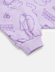 Áo nỉ cổ tròn bé gái hình thêu trước ngực