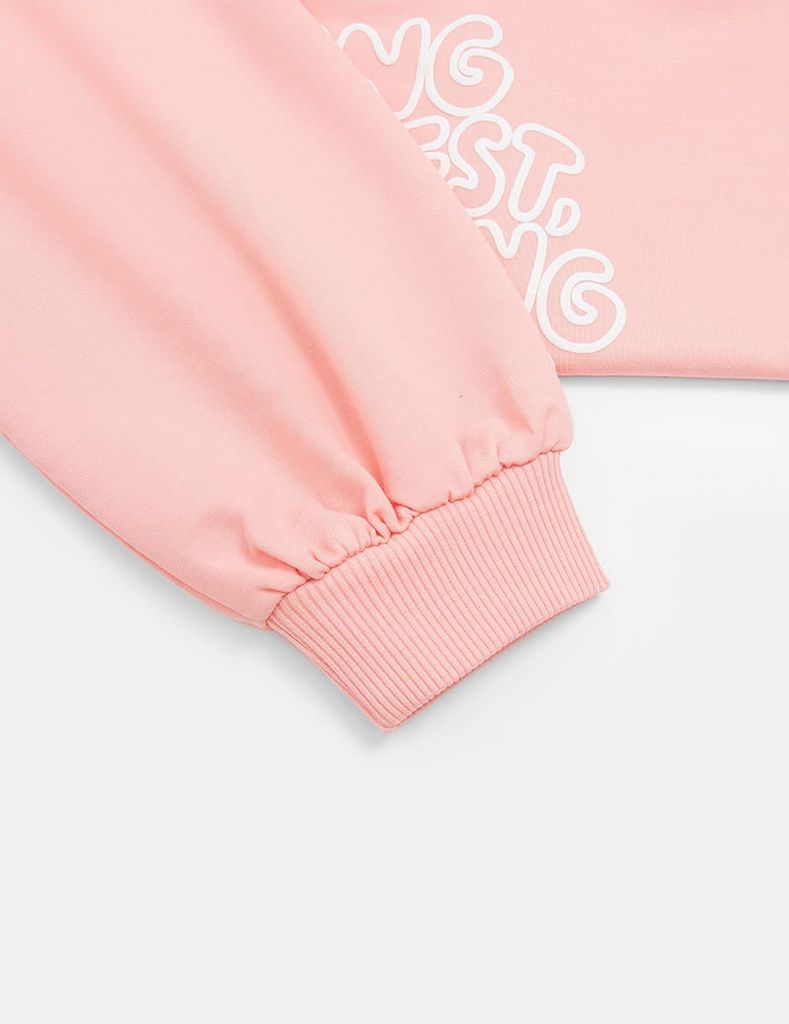 Áo nỉ cổ bẻ bé gái hình in trước ngực