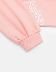 Áo nỉ cổ bẻ bé gái hình in trước ngực