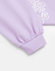 Áo nỉ cổ bẻ bé gái hình in trước ngực