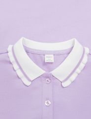 Áo nỉ cổ bẻ bé gái hình in trước ngực