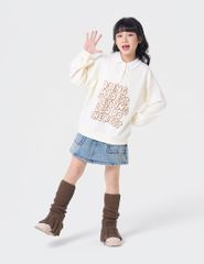 Áo nỉ cổ bẻ bé gái hình in trước ngực