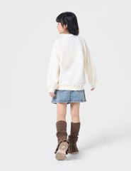 Áo nỉ cổ bẻ bé gái hình in trước ngực