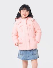 Áo phao chần bông bé gái nơ trang trí thân trước