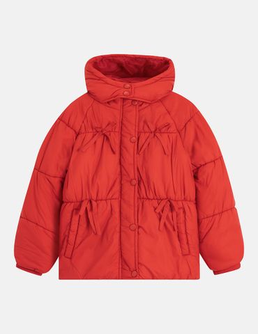 Áo phao chần bông bé gái nơ trang trí thân trước