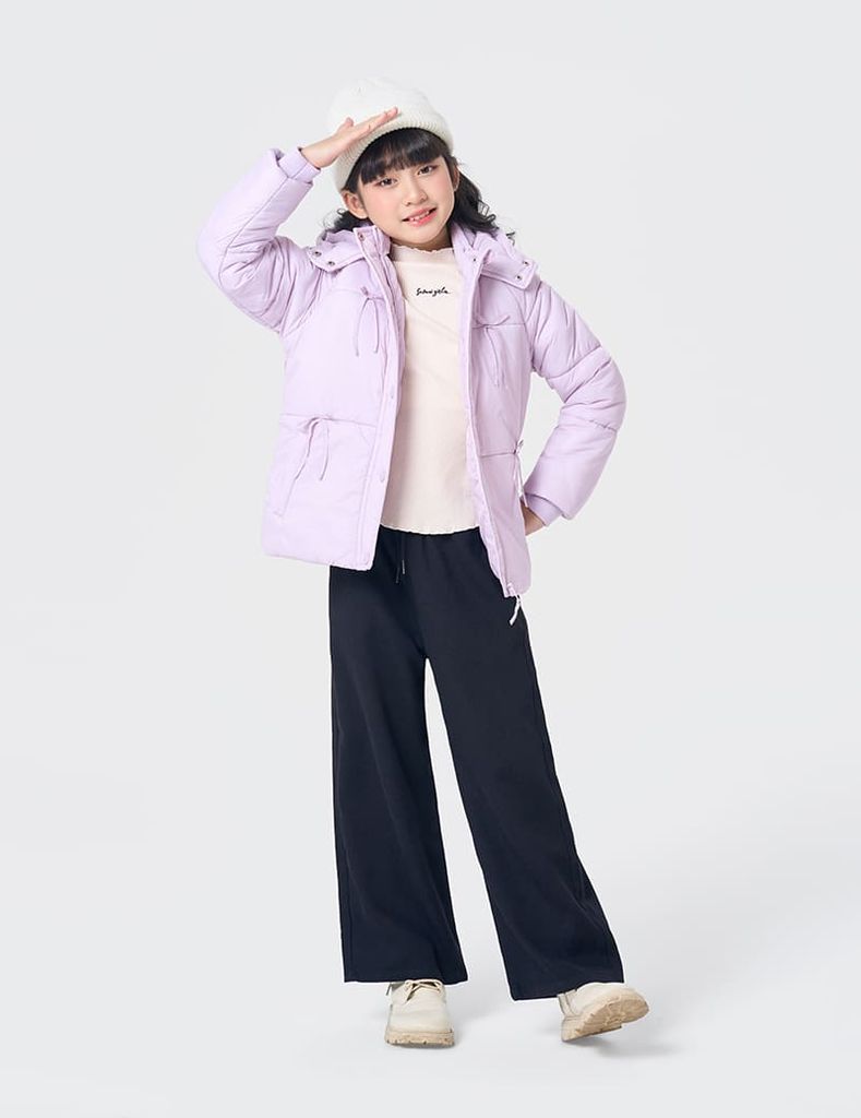 Áo phao chần bông bé gái nơ trang trí thân trước