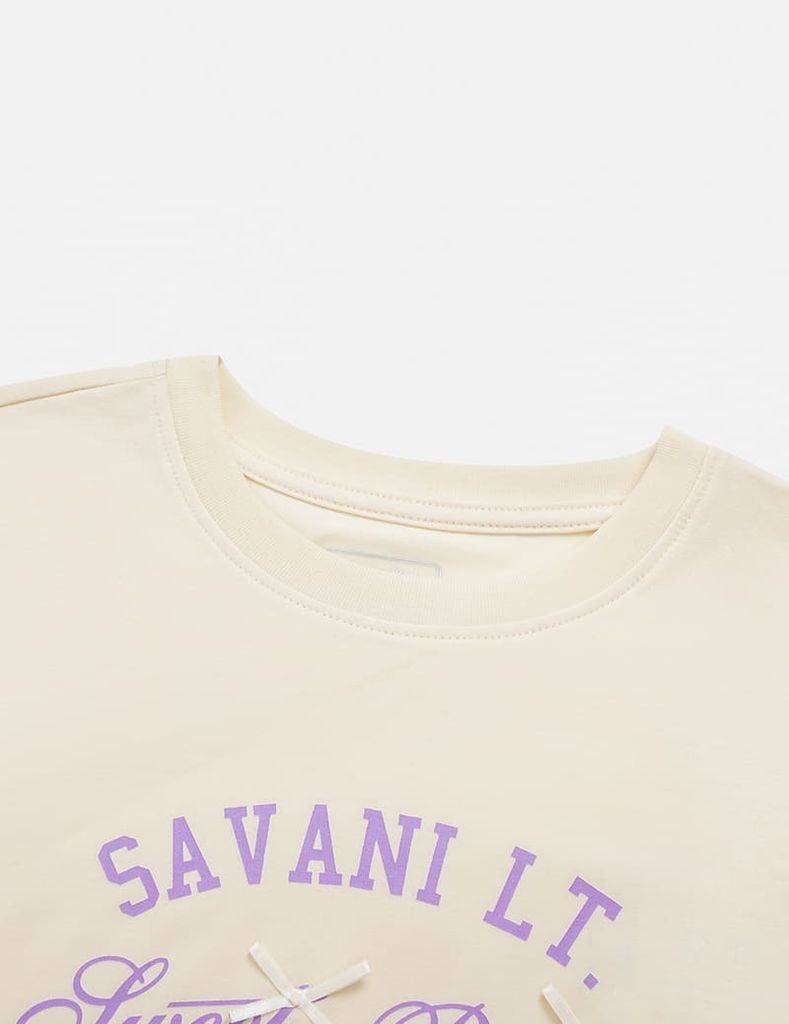 Bộ đồ cotton bé gái hình in trước ngực