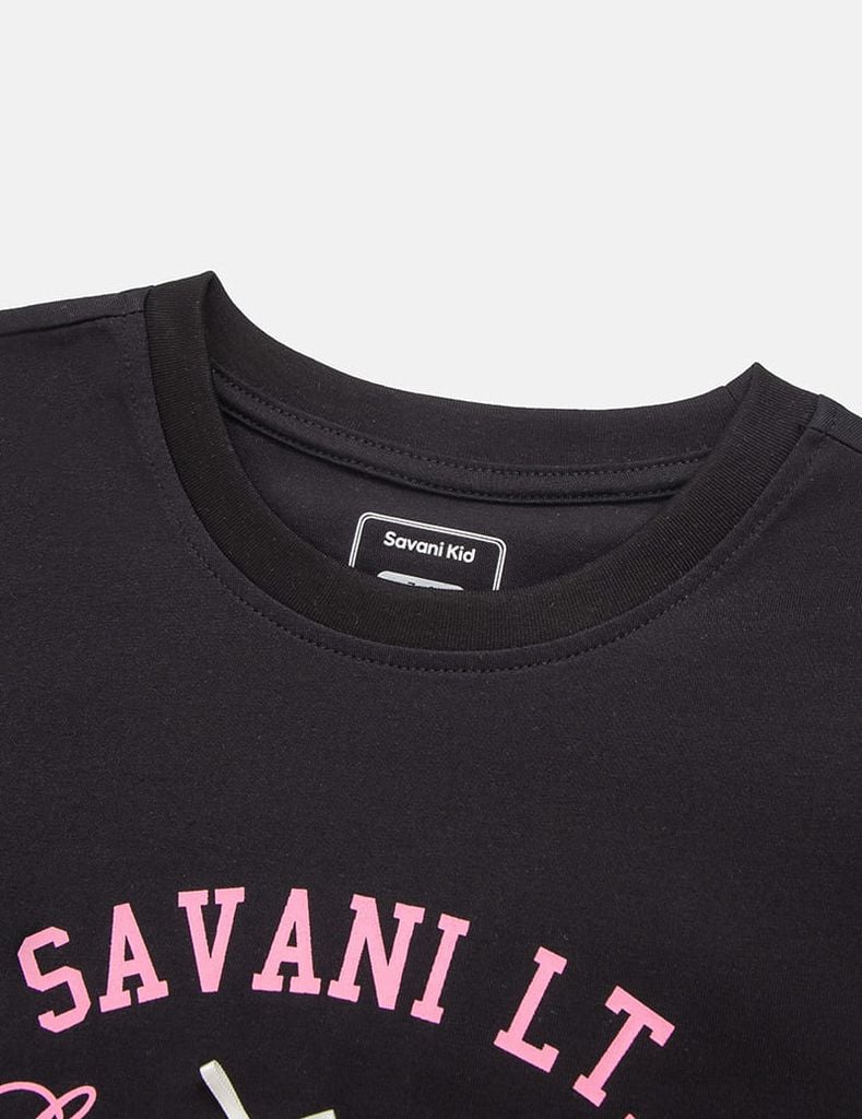 Bộ đồ cotton bé gái hình in trước ngực