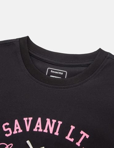 Bộ đồ cotton bé gái hình in trước ngực