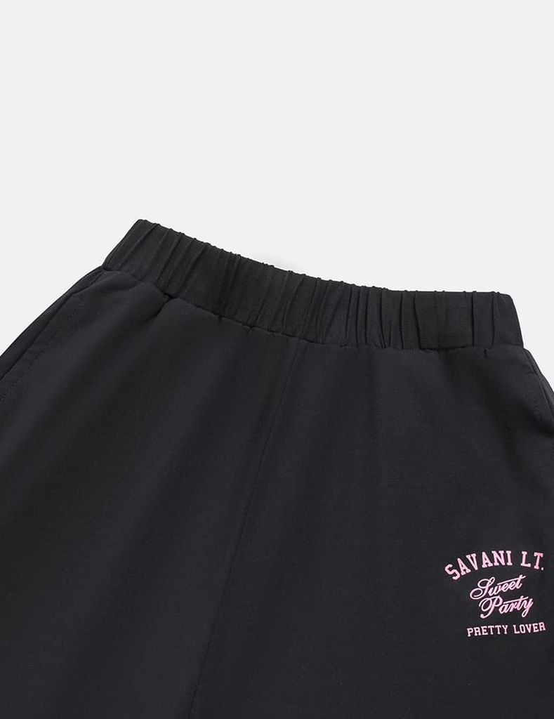 Bộ đồ cotton bé gái hình in trước ngực