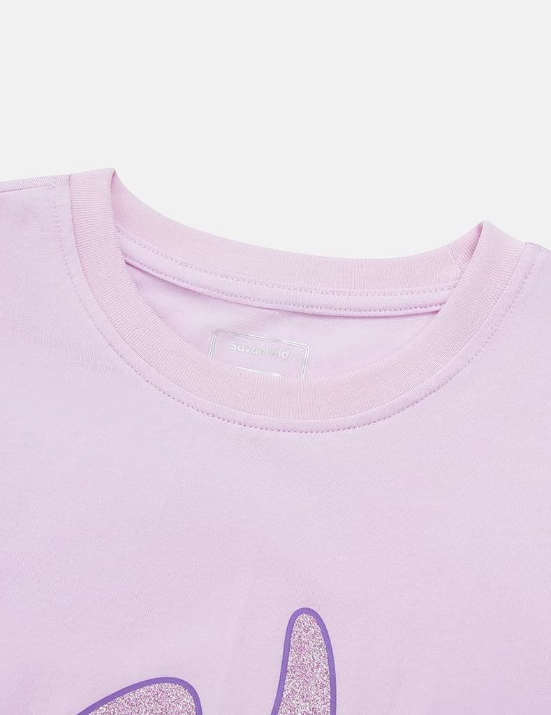 Bộ đồ cotton bé gái hình in trước ngực