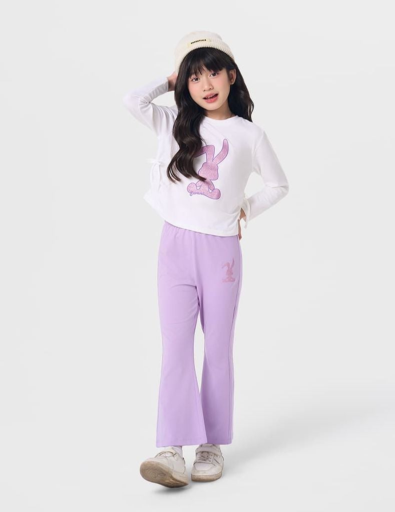 Bộ đồ cotton bé gái hình in trước ngực