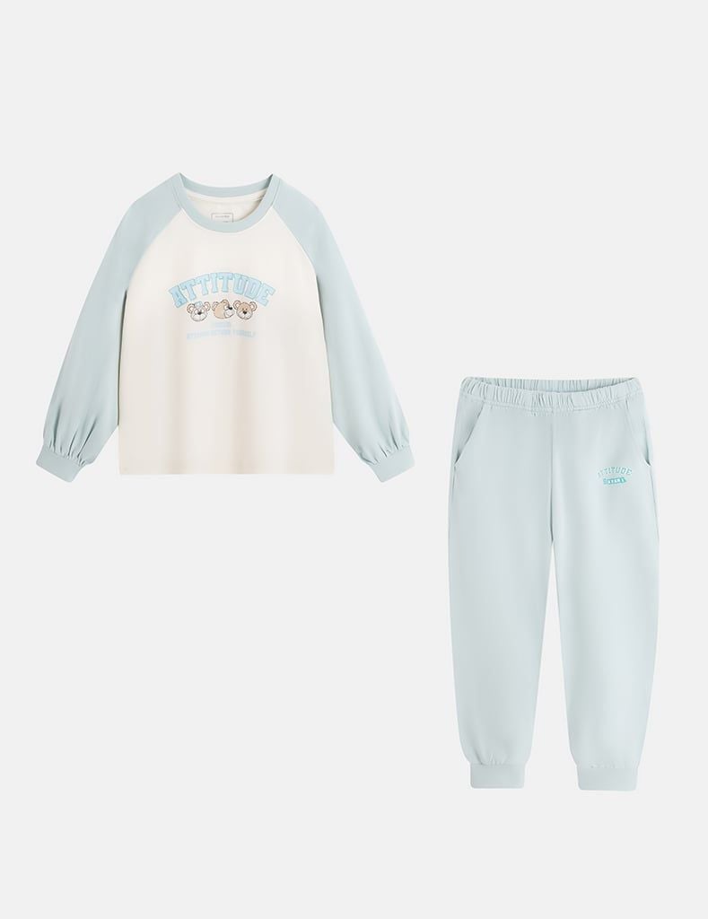 Bộ đồ cotton bé gái hình in trước ngực