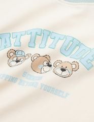 Bộ đồ cotton bé gái hình in trước ngực