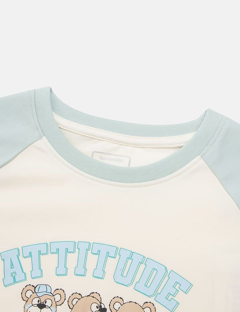 Bộ đồ cotton bé gái hình in trước ngực