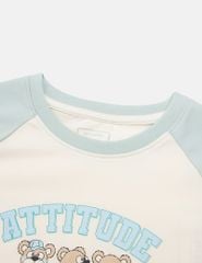 Bộ đồ cotton bé gái hình in trước ngực