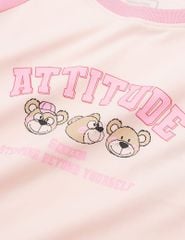 Bộ đồ cotton bé gái hình in trước ngực