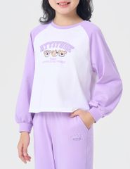 Bộ đồ cotton bé gái hình in trước ngực