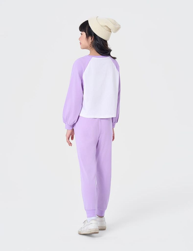 Bộ đồ cotton bé gái hình in trước ngực