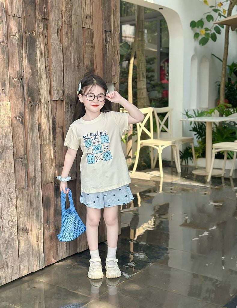 Bộ hè cổ tròn bé gái