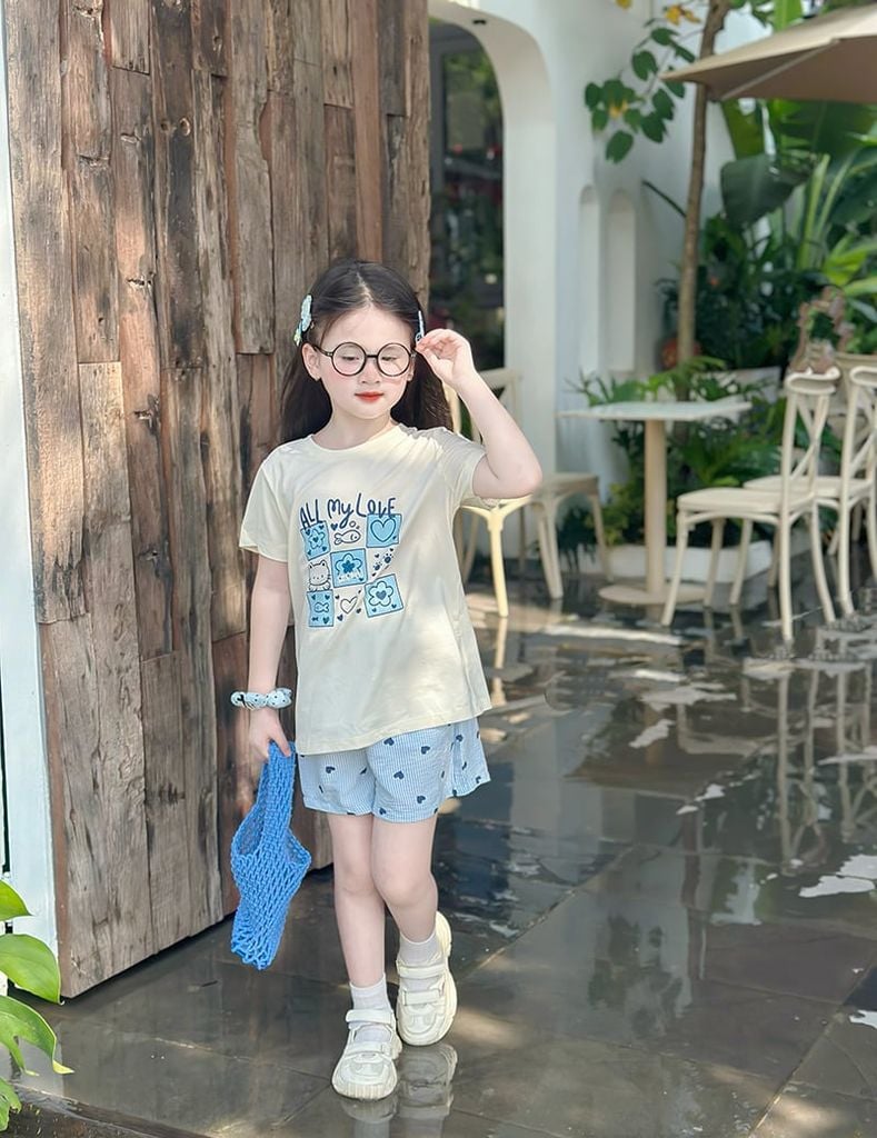 Bộ hè cổ tròn bé gái