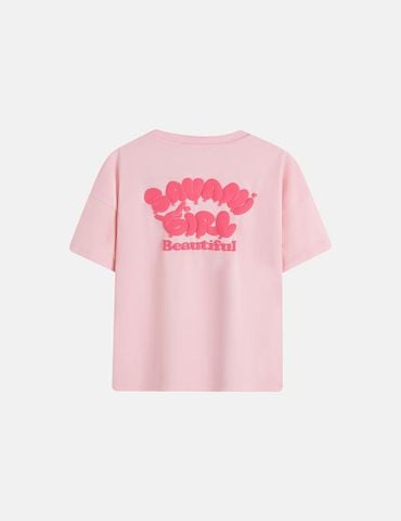 Bộ hè bé gái cổ tròn hình in trước ngực