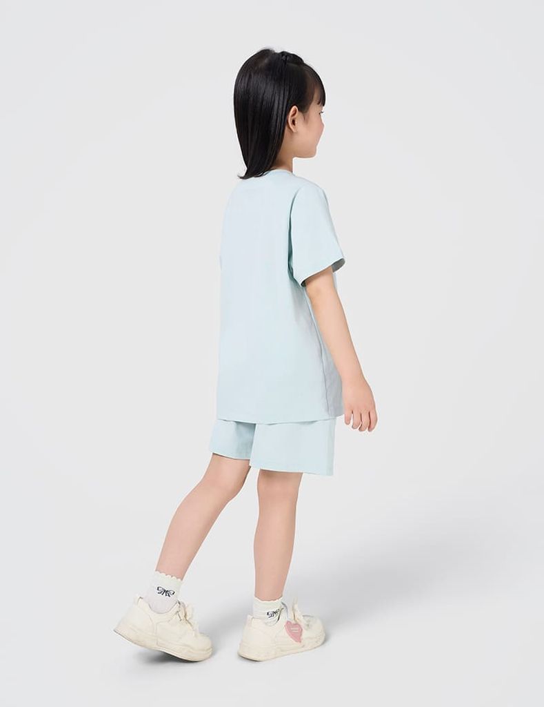 Bộ hè cotton bé gái gắn nơ trang trí