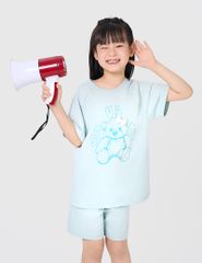 Bộ hè cotton bé gái gắn nơ trang trí
