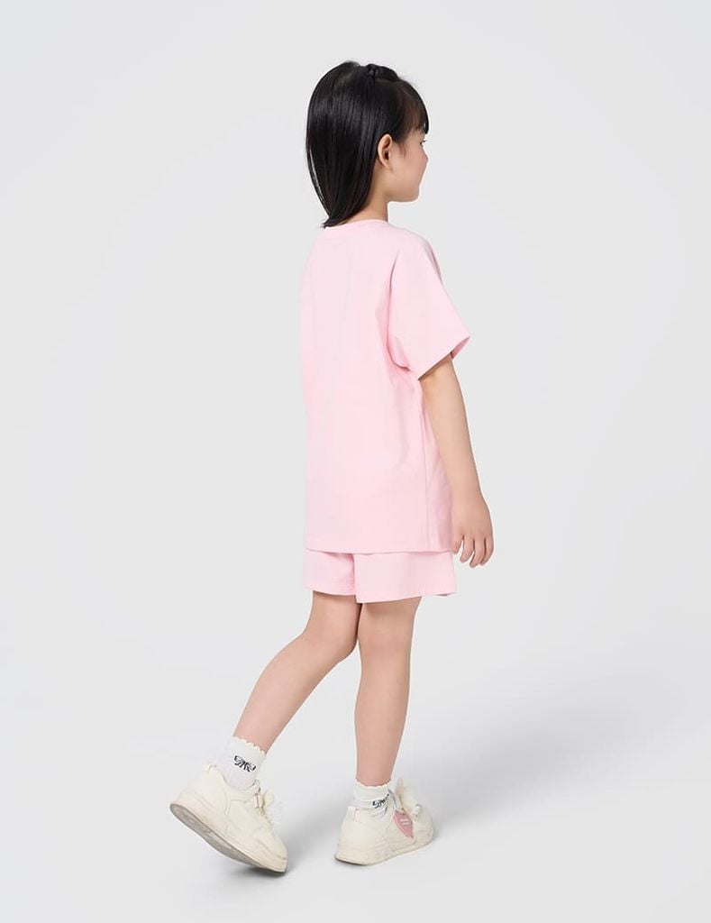 Bộ hè cotton bé gái gắn nơ trang trí