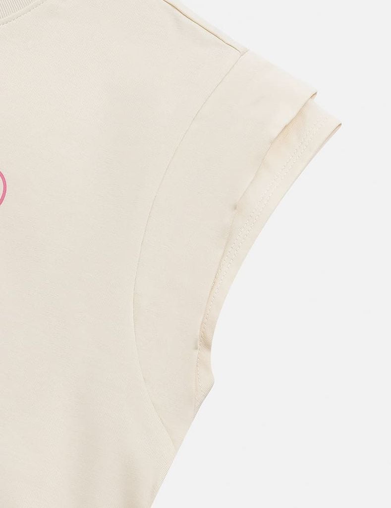 Bộ hè bé gái cổ tròn hình in trước ngực