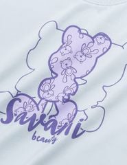 Bộ hè bé gái cổ tròn hình in trước ngực