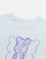 Bộ hè bé gái cổ tròn hình in trước ngực