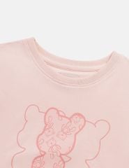 Bộ hè bé gái cổ tròn hình in trước ngực