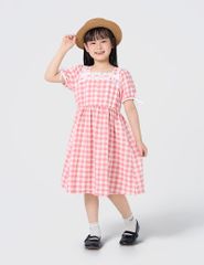 Váy liền bé gái phối bèo thân trước