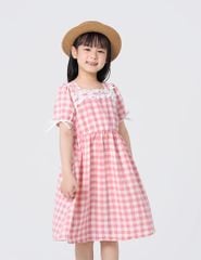 Váy liền bé gái phối bèo thân trước