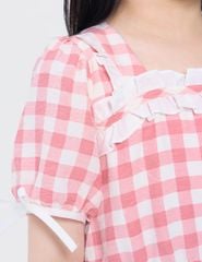 Váy liền bé gái phối bèo thân trước