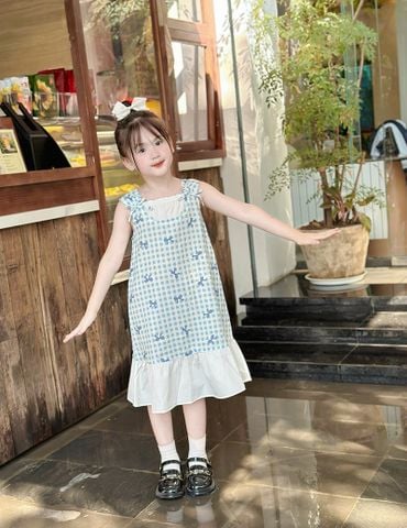 Váy liền dệt thoi bé gái