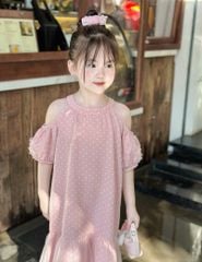 Váy liền dệt thoi bé gái